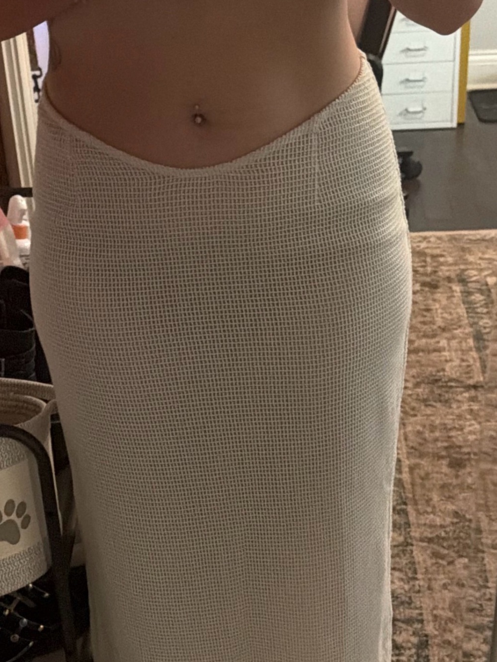 SABO white waffle knit maxi skirt